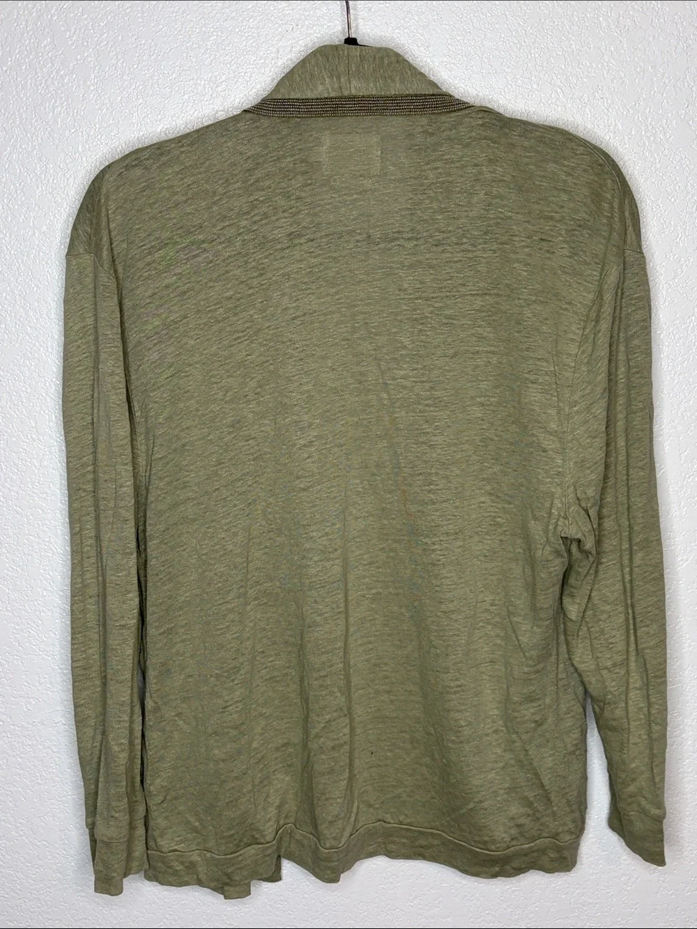 Notshy Cashmere Green Beaded Linen Open Front Cardigan Size Large